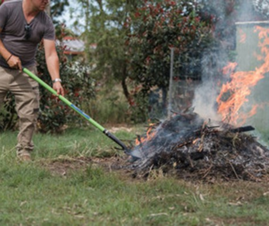 A fire in a garden