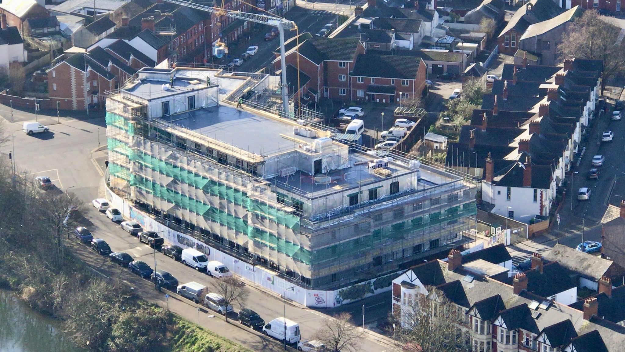 Aerial view of Track 2000 development in Cardiff